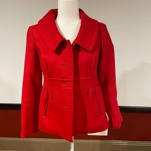 Smythe size 8 red fitted coat. Leopard interior